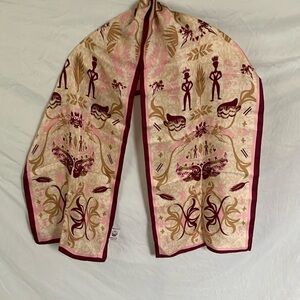 Ford: 2006 Pink/Maroon 100% Silk Scarf- Ford Cares- Warriors in Pink